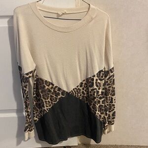 Lovely Melody Cream and Black Leopard Print Long Sleeve Top